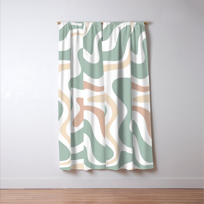 Liquid Swirl Abstract Pattern in Celadon Sage Window Curtain Gallery Image 3