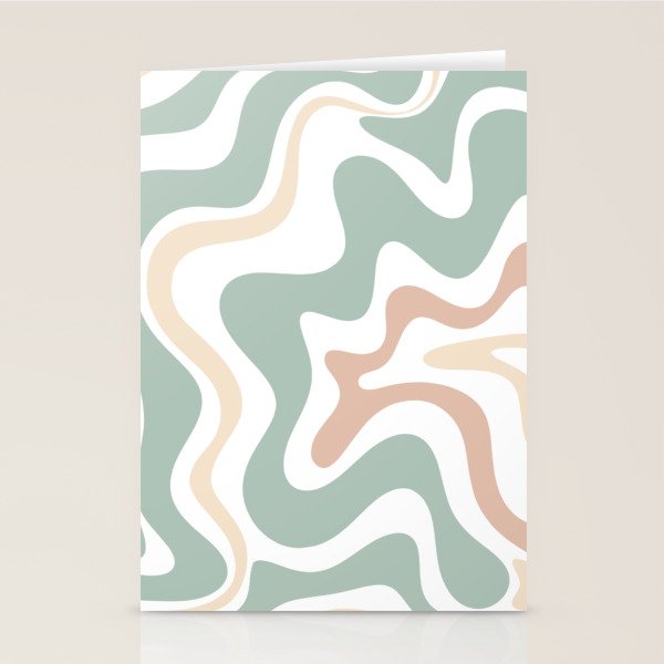 Liquid Swirl Abstract Pattern in Celadon Sage Stationery Card Gallery Image 2