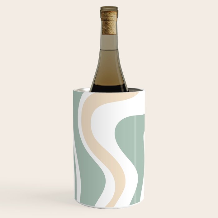 Liquid Swirl Abstract Pattern in Celadon Sage Wine Chiller Gallery Image 2