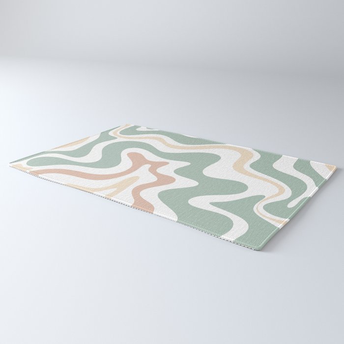 Liquid Swirl Abstract Pattern in Celadon Sage Rug Gallery Image 3