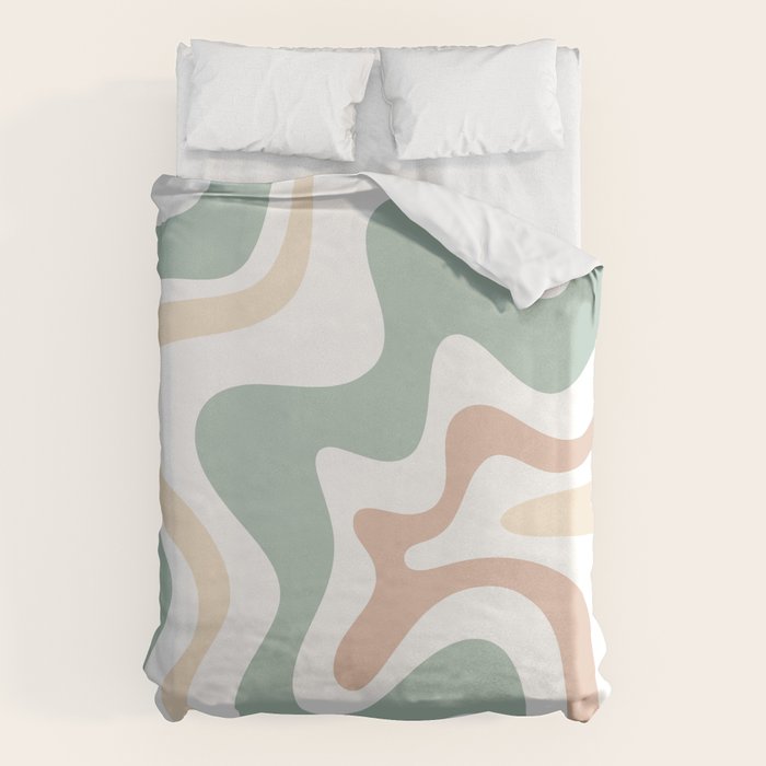 Liquid Swirl Abstract Pattern in Celadon Sage Duvet Cover Gallery Image 6