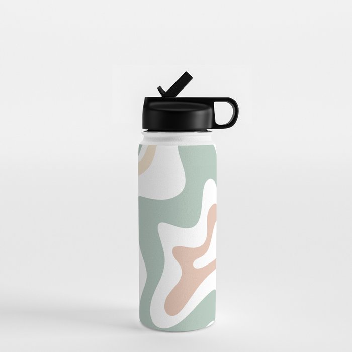 Liquid Swirl Abstract Pattern in Celadon Sage Water Bottle Gallery Image 1