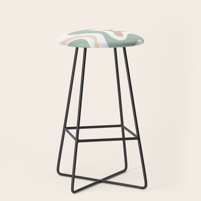 Liquid Swirl Abstract Pattern in Celadon Sage Stool Gallery Image 1
