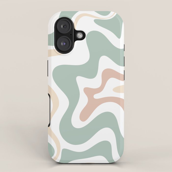 Liquid Swirl Abstract Pattern in Celadon Sage iPhone Case Gallery Image 1