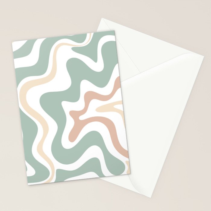 Liquid Swirl Abstract Pattern in Celadon Sage Stationery Card Gallery Image 2