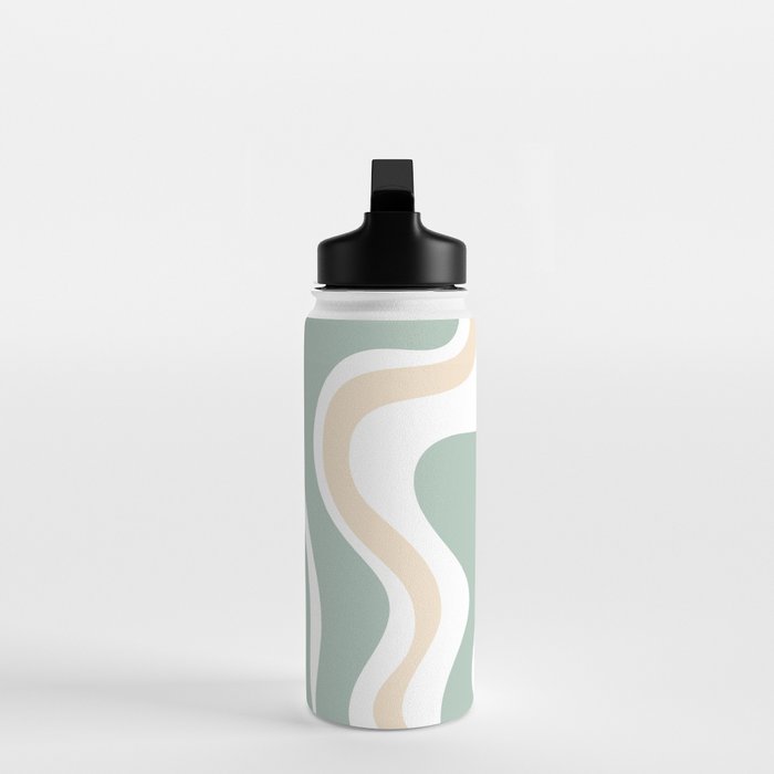 Liquid Swirl Abstract Pattern in Celadon Sage Water Bottle Gallery Image 3