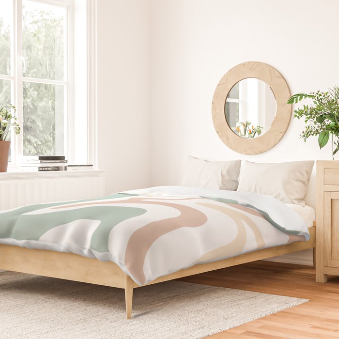 Liquid Swirl Abstract Pattern in Celadon Sage Duvet Cover Gallery Image 2