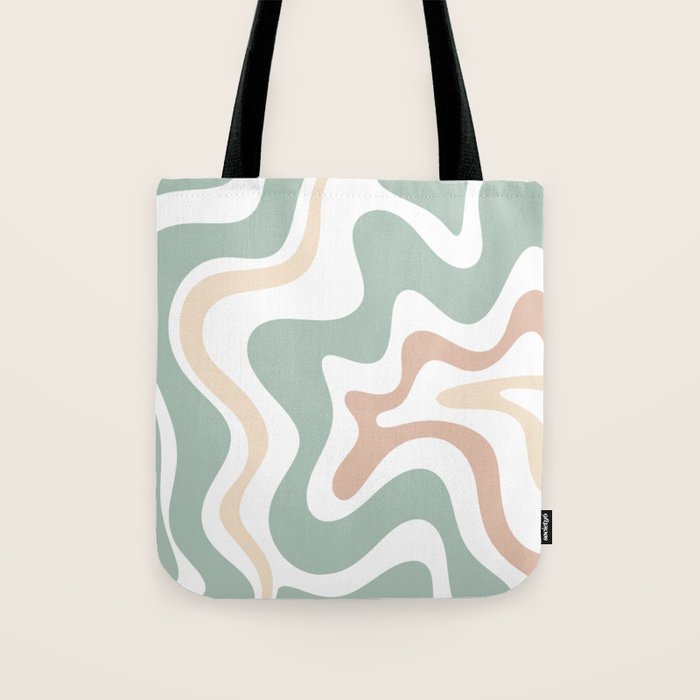 Liquid Swirl Abstract Pattern in Celadon Sage Tote Bag Gallery Image 1