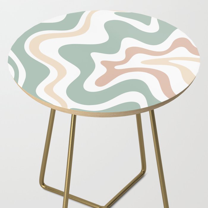 Liquid Swirl Abstract Pattern in Celadon Sage Side Table Gallery Image 2