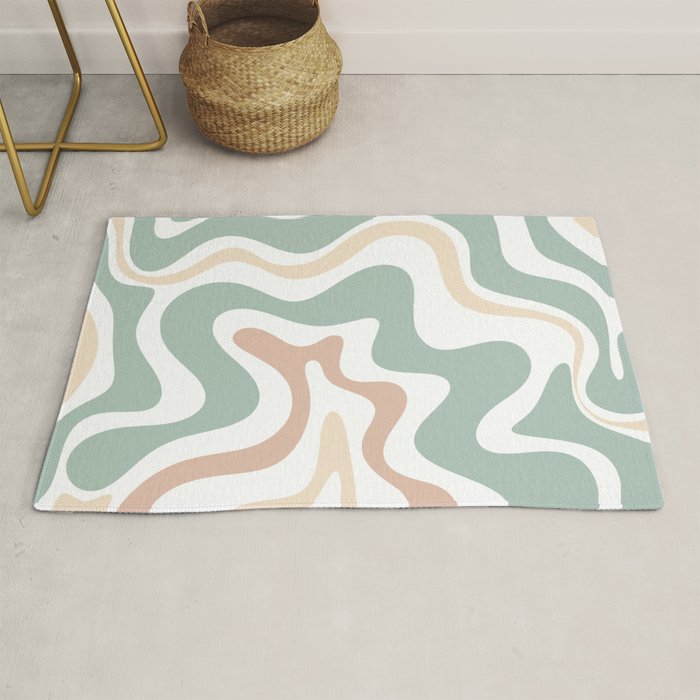 Liquid Swirl Abstract Pattern in Celadon Sage Rug Gallery Image 1