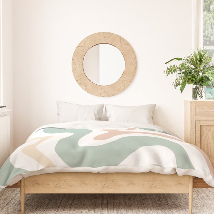 Liquid Swirl Abstract Pattern in Celadon Sage Duvet Cover Gallery Image 3