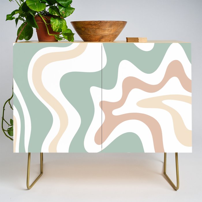 Liquid Swirl Abstract Pattern in Celadon Sage Credenza Gallery Image 1