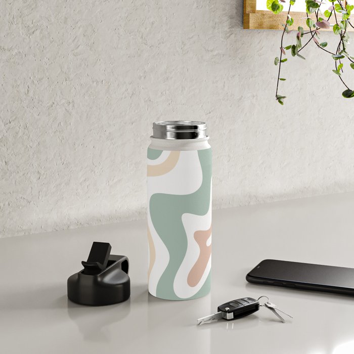 Liquid Swirl Abstract Pattern in Celadon Sage Water Bottle Gallery Image 4