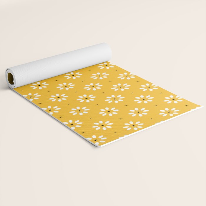 Daisy stitch - yellow Yoga Mat Gallery Image 2