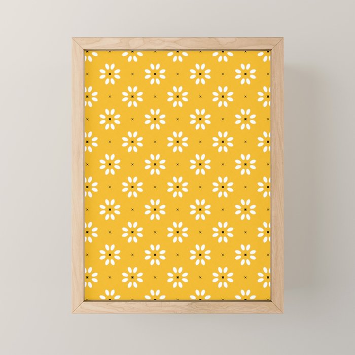 Daisy stitch - yellow Mini Art Print Gallery Image 1