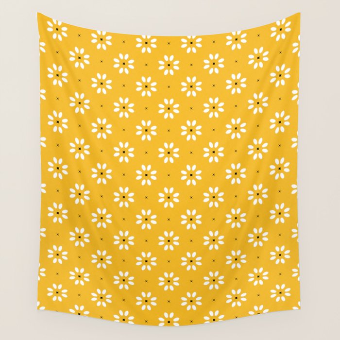 Daisy stitch - yellow Wall Tapestry Gallery Image 4