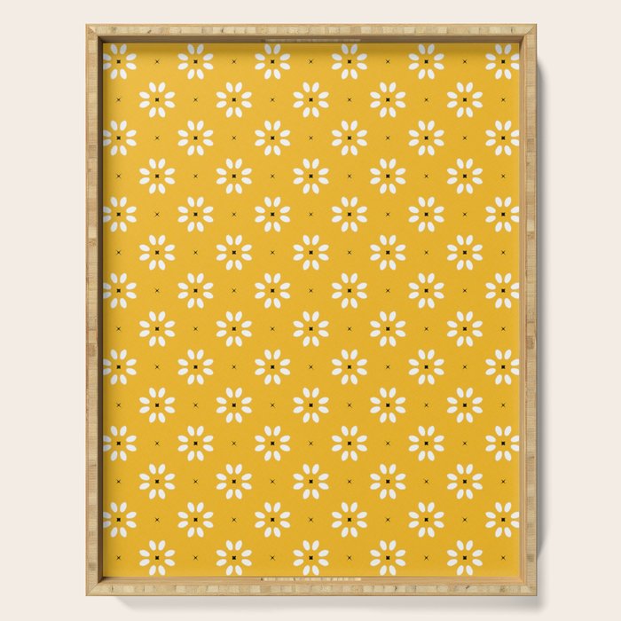 Daisy stitch - yellow Serving Tray Gallery Image 1