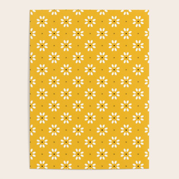 Daisy stitch - yellow Poster Gallery Image 1