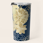 Navy, Gold and White Floral Garden Travel Mug Gallery Image 3