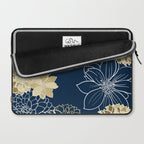 Navy, Gold and White Floral Garden Laptop Sleeve Gallery Image 2