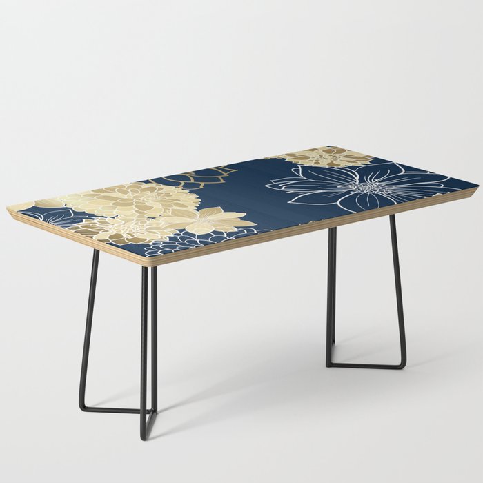 Navy, Gold and White Floral Garden Coffee Table Gallery Image 1