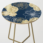 Navy, Gold and White Floral Garden Side Table Gallery Image 2