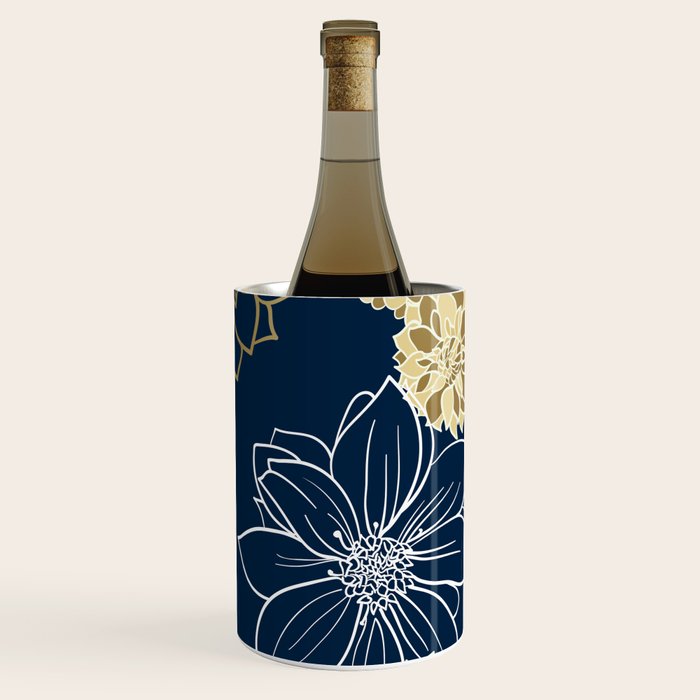 Navy, Gold and White Floral Garden Wine Chiller Gallery Image 3