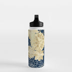 Navy, Gold and White Floral Garden Water Bottle Gallery Image 3