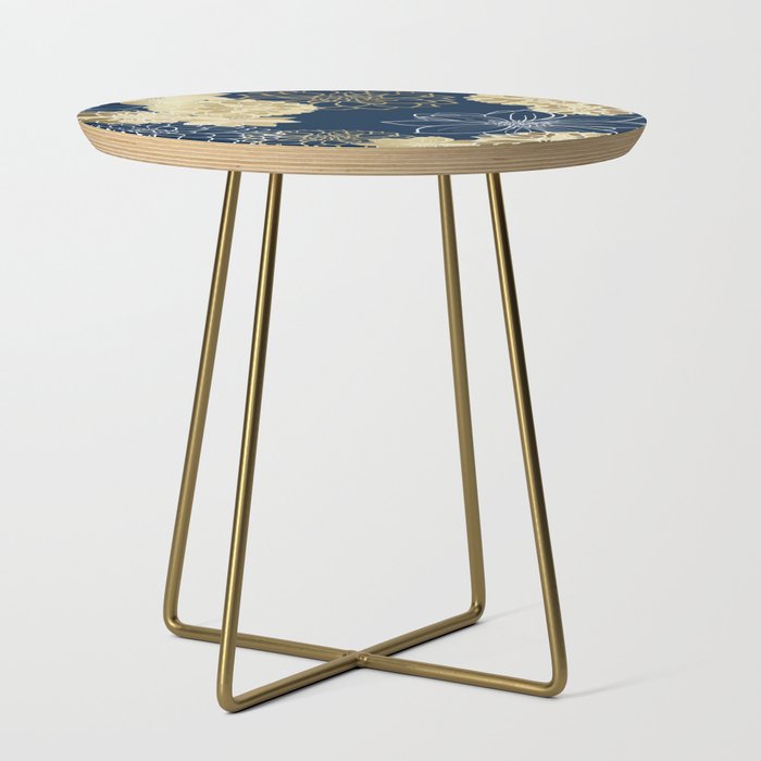 Navy, Gold and White Floral Garden Side Table Gallery Image 1