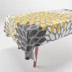 Modern Flowers Print, Yellow, White and Charcoal Grey Tablecloth Gallery Image 1