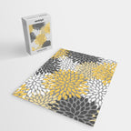 Modern Flowers Print, Yellow, White and Charcoal Grey Jigsaw Puzzle Gallery Image 2