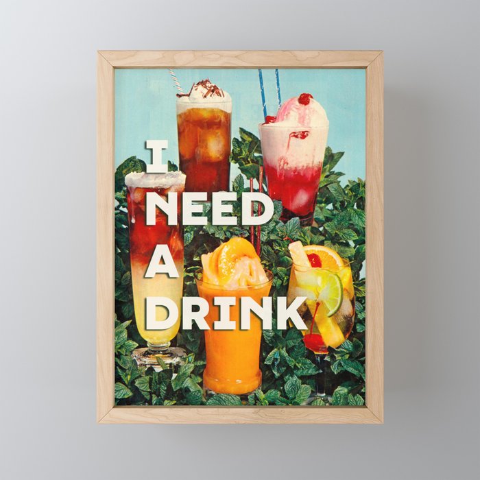 I need a drink (Cocktail time!) Mini Art Print Gallery Image 1