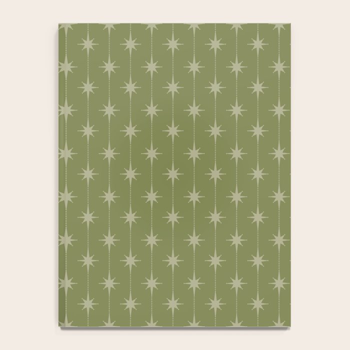 Mid Century Modern Stars and Dots Pattern in Olive Green Notebook Gallery Image 4
