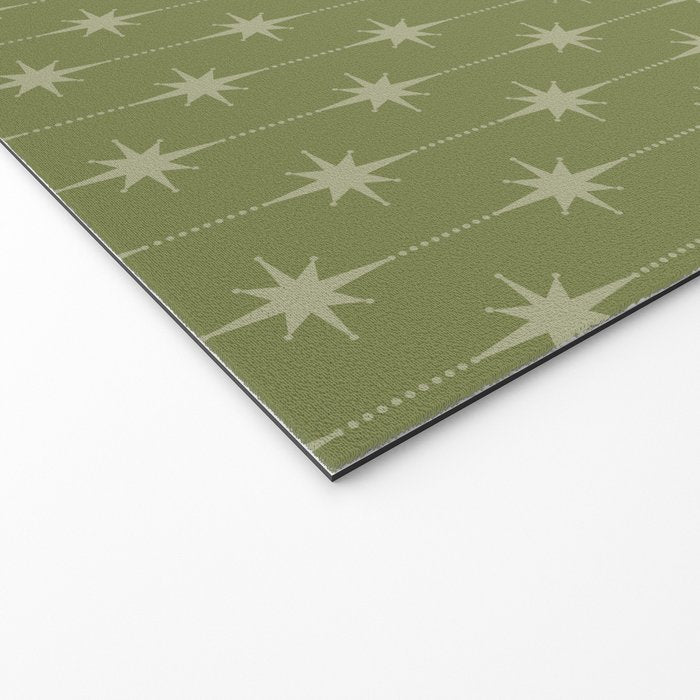 Mid Century Modern Stars and Dots Pattern in Olive Green Welcome Mat Gallery Image 2