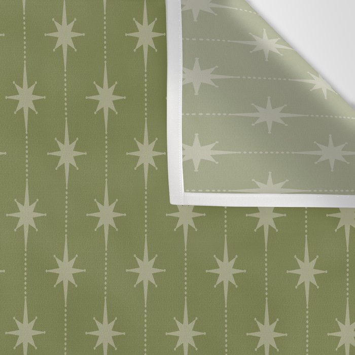 Mid Century Modern Stars and Dots Pattern in Olive Green Wall Tapestry Gallery Image 3