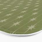 Mid Century Modern Stars and Dots Pattern in Olive Green Bath Mat Gallery Image 3