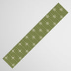 Mid Century Modern Stars and Dots Pattern in Olive Green Table Runner Gallery Image 3