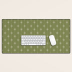 Mid Century Modern Stars and Dots Pattern in Olive Green Desk Mat Gallery Image 1