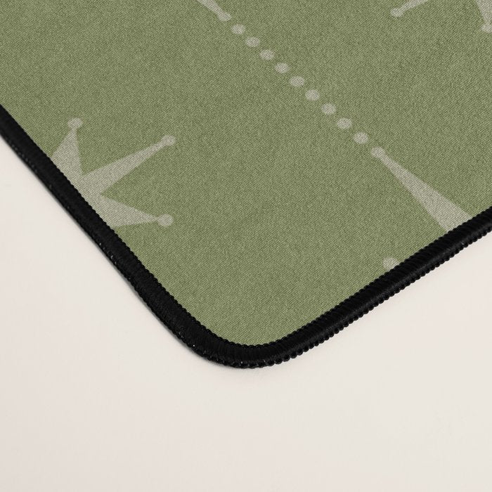 Mid Century Modern Stars and Dots Pattern in Olive Green Desk Mat Gallery Image 4