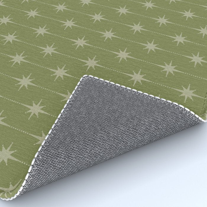 Mid Century Modern Stars and Dots Pattern in Olive Green Rug Gallery Image 4