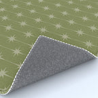 Mid Century Modern Stars and Dots Pattern in Olive Green Rug Gallery Image 4