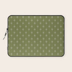 Mid Century Modern Stars and Dots Pattern in Olive Green Laptop Sleeve Gallery Image 1