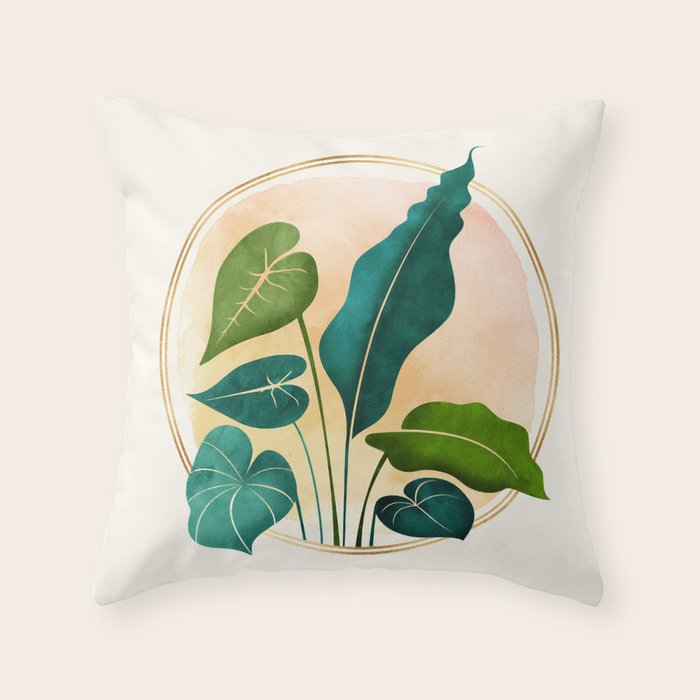 Opening Act Tropical Greenery Throw Pillow Gallery Image 1