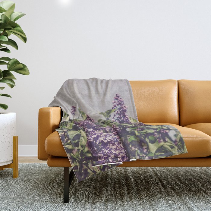 Wild Lilacs - spring floral nature photograph Throw Blanket Gallery Image 1
