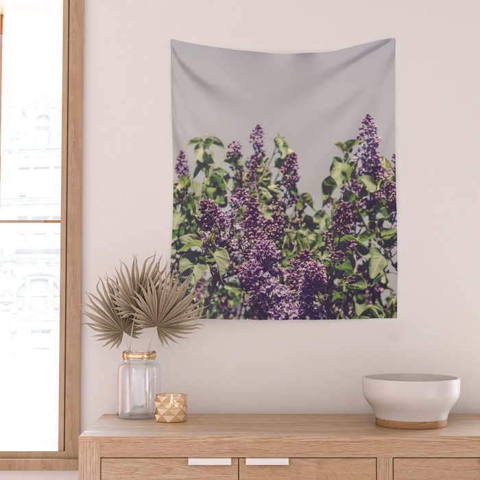 Wild Lilacs - spring floral nature photograph Wall Tapestry Gallery Image 2