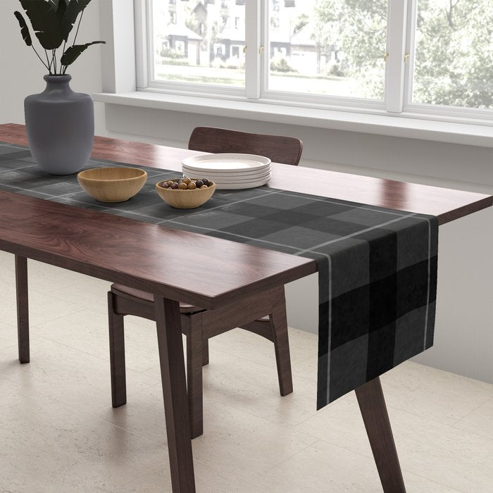 Black And Gray Plaid Table Runner Gallery Image 2