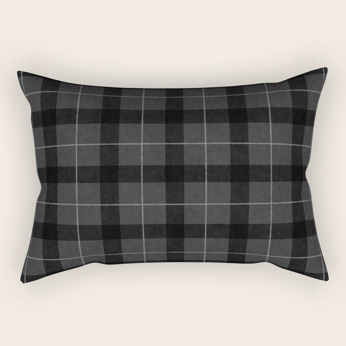 Black And Gray Plaid Rectangular Pillow Gallery Image 2