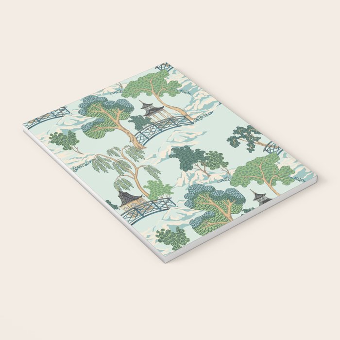 Vintage Chinoiserie Summer Pagoda Bridge Garden Landscape Notebook Gallery Image 3