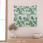 Vintage Chinoiserie Summer Pagoda Bridge Garden Landscape Wall Tapestry Gallery Image 2