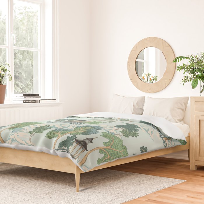 Vintage Chinoiserie Summer Pagoda Bridge Garden Landscape Duvet Cover Gallery Image 2